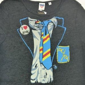 Junk Food Rock I Love AC/DC T-Shirt Dress Stretch Short Sleeve Gray Sz M Medium